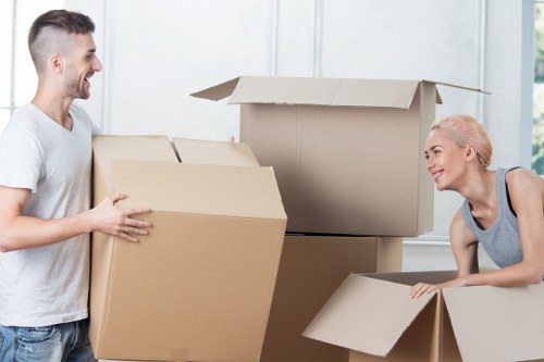 Packed boxes and furniture ready for a house move in East Dulwich