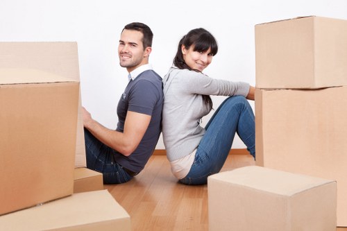 Boxes and household items prepared for transport by van